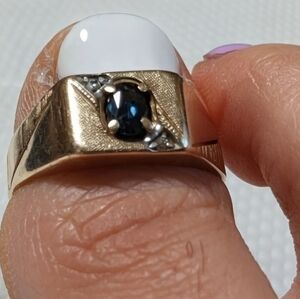 Vtg 1912 Weinman Brothers 10k sapphire solid Gold ring diamond accents  3.7g